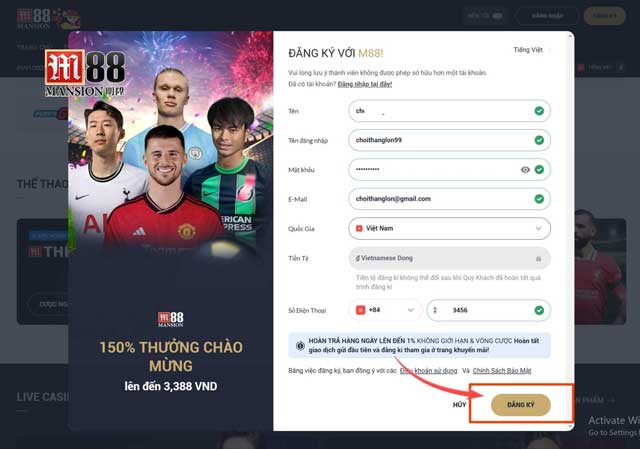 Hướng dẫn đăng ký M88 chi tiết cho người mới